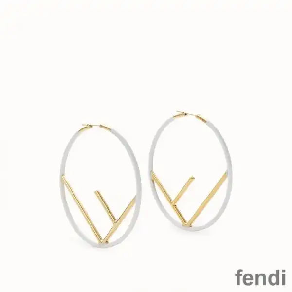 Affordable F is Fendi Large Hoop Earrings In Enameled Metal White