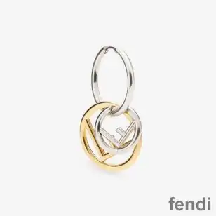 F is Fendi Pendant Earrings In Metal Gold Palladium