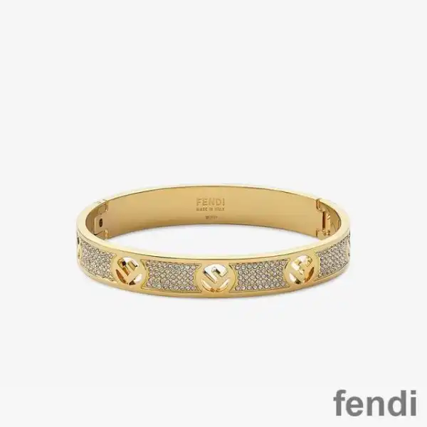 Affordable F is Fendi Ragid Bracelet In Metal with Crystals Gold