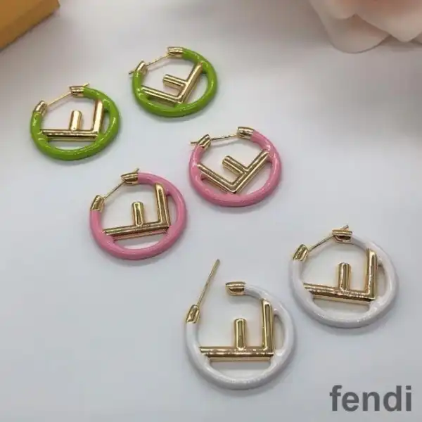 Cheap F is Fendi Small Hoop Earrings In Enameled Metal