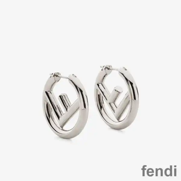 Cheap F is Fendi Small Hoop Earrings In Metal Palladium