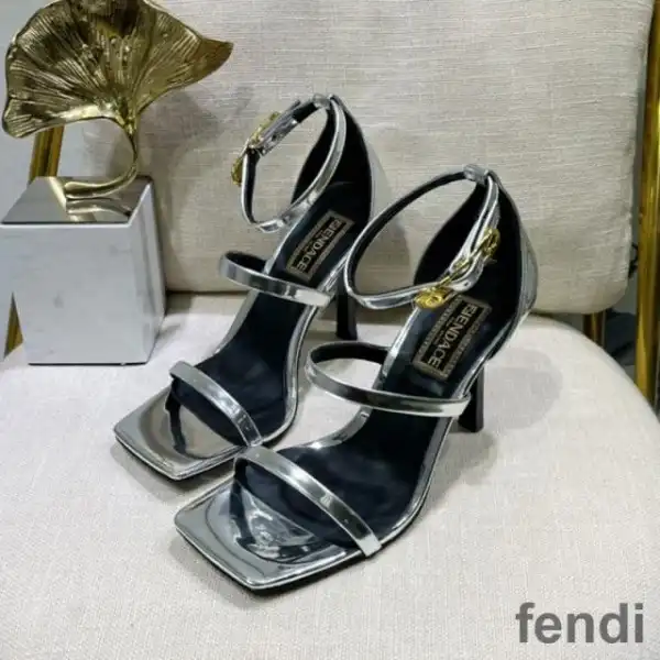 Affordable Fendi 110 Sandals with Fendace Embellished Women Patent Leather Silver