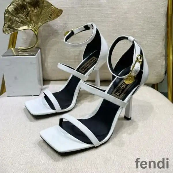 Affordable Fendi 110 Sandals with Fendace Embellished Women Patent Leather White