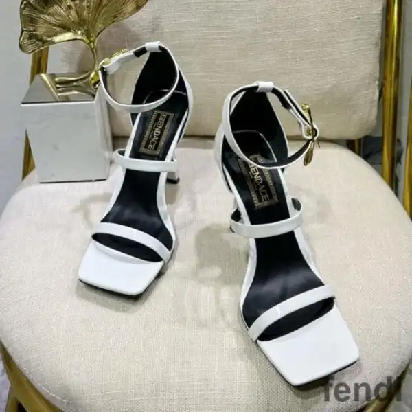 Affordable Fendi 110 Sandals with Fendace Embellished Women Patent Leather White