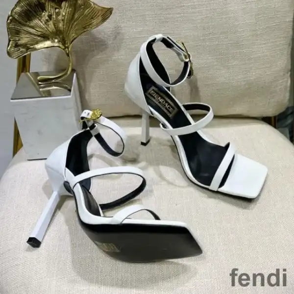 Affordable Fendi 110 Sandals with Fendace Embellished Women Patent Leather White