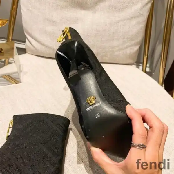 Cheap Fendi Ankle Boots Women Fendace FF Fabric Black