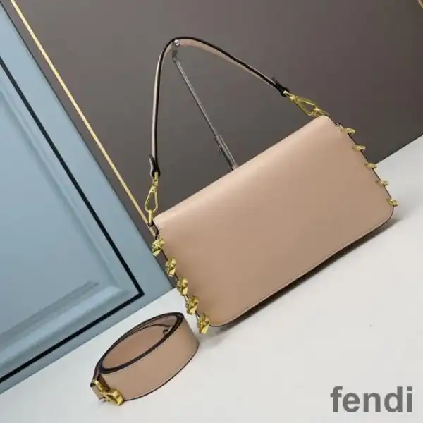 Affordable Fendi Baguette Bag In Calf Leather with Fendace Pin Brooches Pink