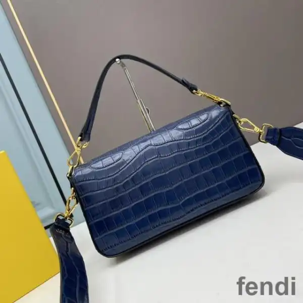 Affordable Fendi Baguette Bag In Crocodile Leather Blue