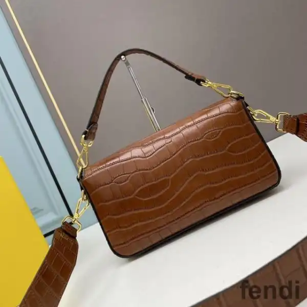 Affordable Fendi Baguette Bag In Crocodile Leather Brown