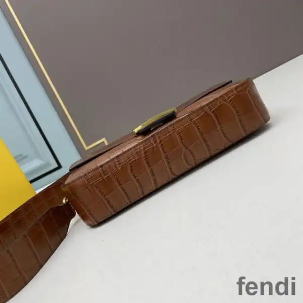 Affordable Fendi Baguette Bag In Crocodile Leather Brown