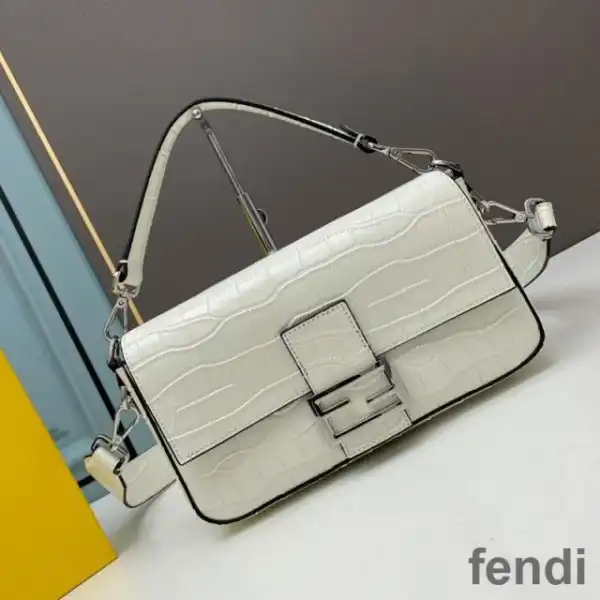 Affordable Fendi Baguette Bag In Crocodile Leather White