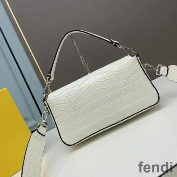 Affordable Fendi Baguette Bag In Crocodile Leather White