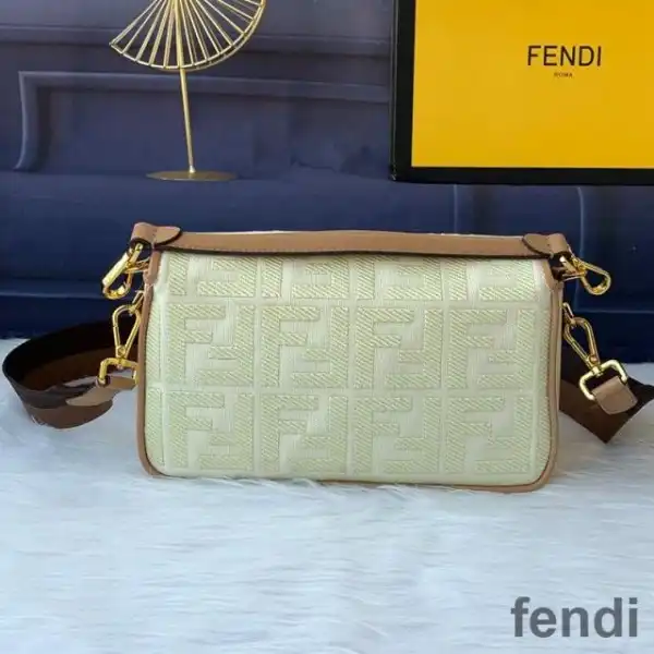 Cheap Fendi Baguette Bag In FF Motif Canvas Apricot