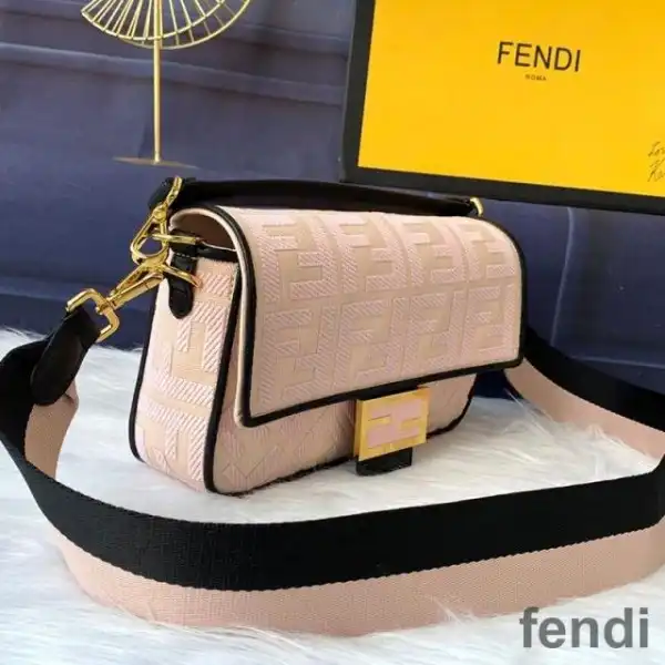 Affordable Fendi Baguette Bag In FF Motif Canvas Pink