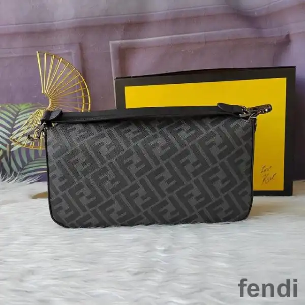 Cheap Fendi Baguette Bag In FF Motif Fabric Black