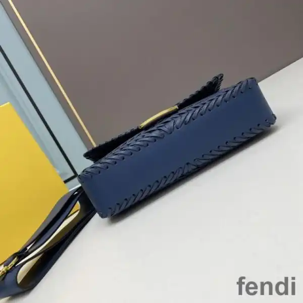 Cheap Fendi Baguette Bag In Stitching Leather Blue