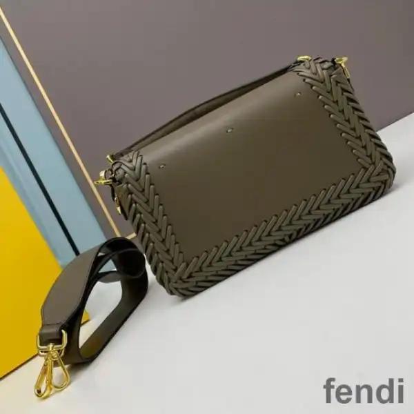 Affordable Fendi Baguette Bag In Stitching Leather Green