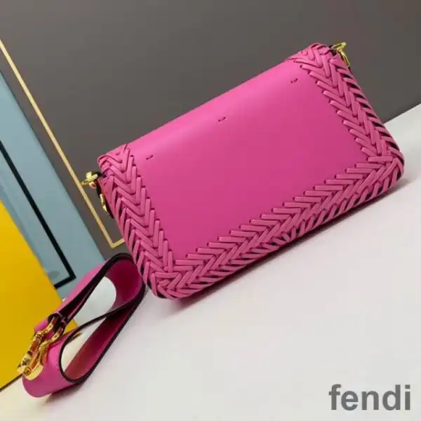 Affordable Fendi Baguette Bag In Stitching Leather Rose