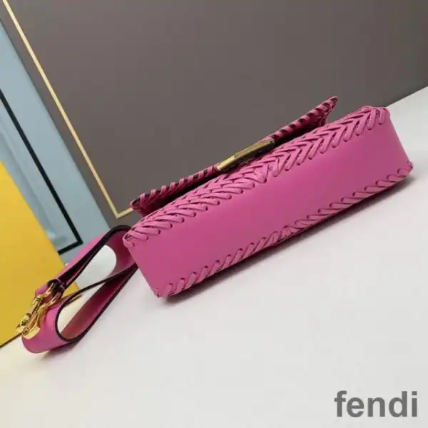 Affordable Fendi Baguette Bag In Stitching Leather Rose