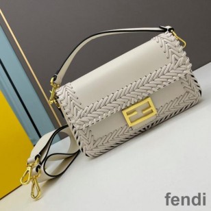 Shop Cheap Fendi Baguette Bag In Stitching Leather White Now and See What All the Buzz Is About