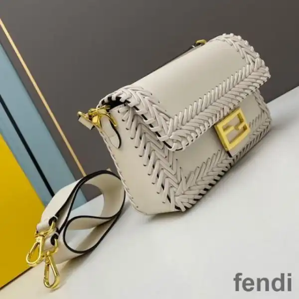 Cheap Fendi Baguette Bag In Stitching Leather White