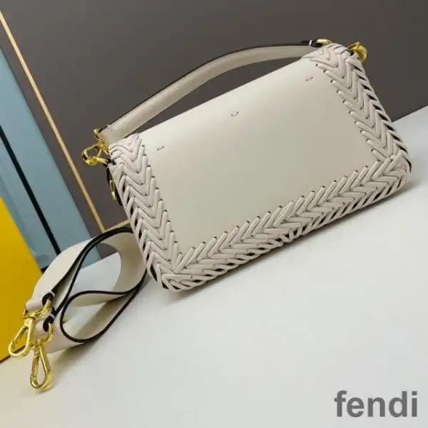 Cheap Fendi Baguette Bag In Stitching Leather White