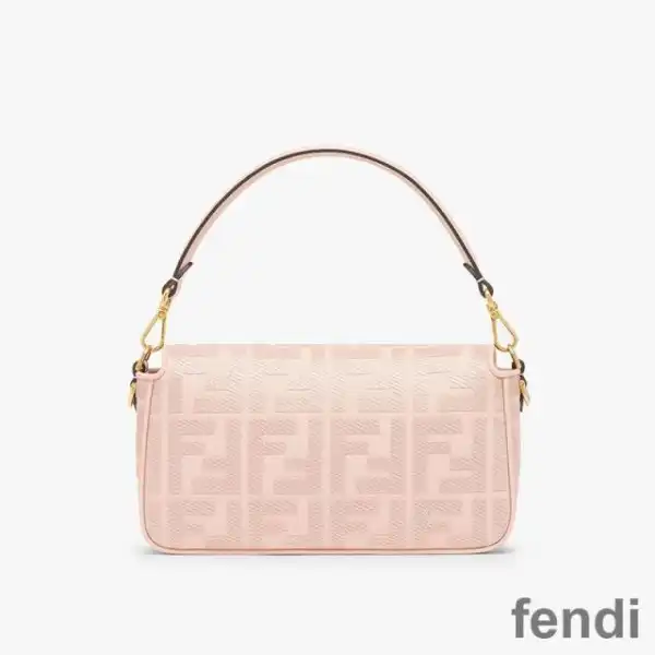 Cheap Fendi Baguette Bag with Laser Cut Strap In FF Motif Canvas Pink