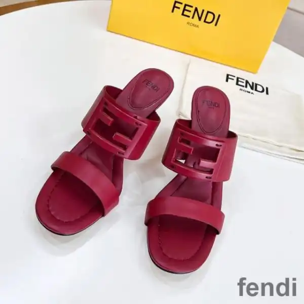 Cheap Fendi Baguette Heeled Slides Women Leather Red