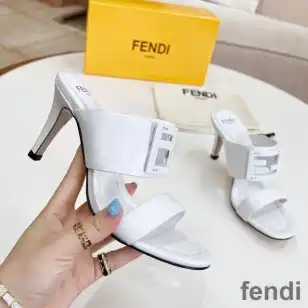 Fendi Baguette Heeled Slides Women Leather White