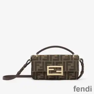 Fendi Baguette Phone Pouch In FF Motif Fabric Brown