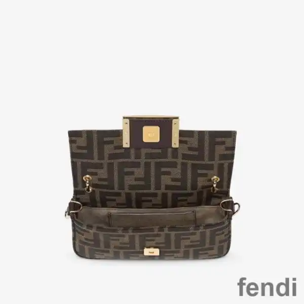 Affordable Fendi Baguette Phone Pouch In FF Motif Fabric Brown