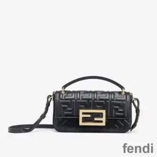 Fendi Baguette Phone Pouch In FF Motif Nappa Leather Black