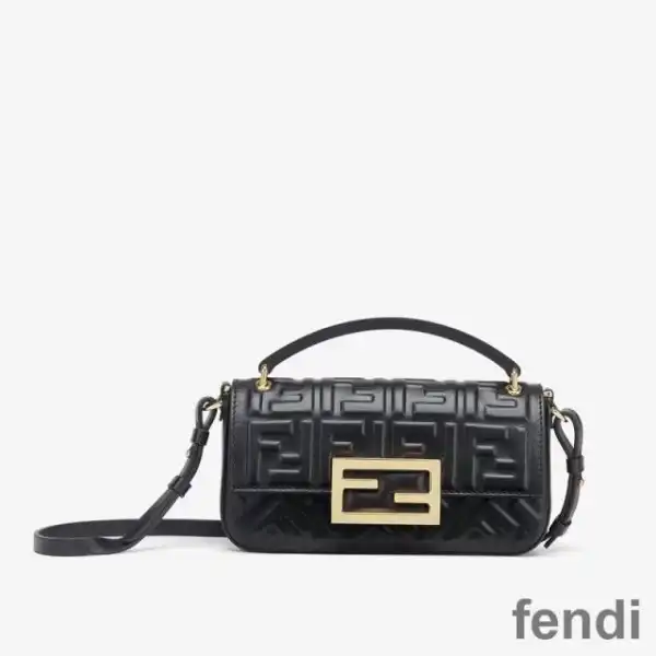 Affordable Fendi Baguette Phone Pouch In FF Motif Nappa Leather Black