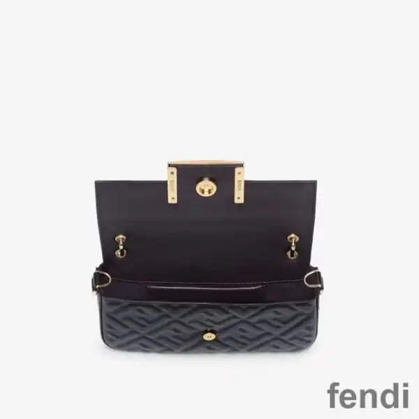 Affordable Fendi Baguette Phone Pouch In FF Motif Nappa Leather Black