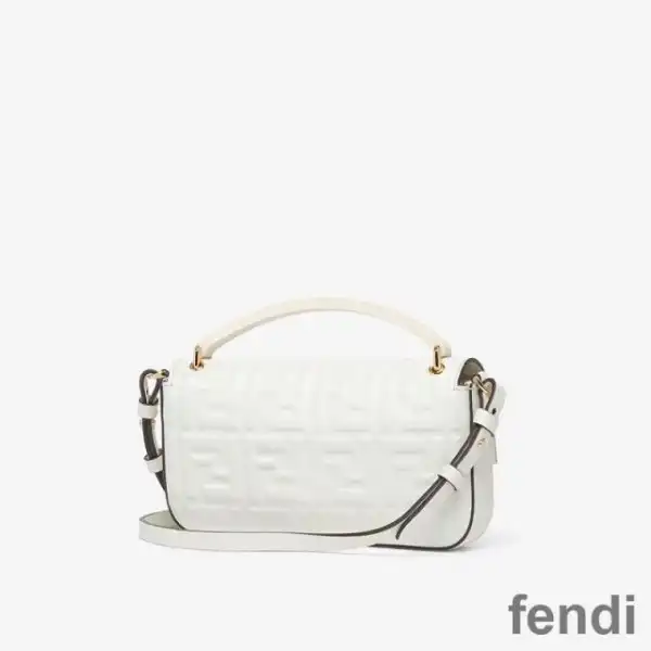 Cheap Fendi Baguette Phone Pouch In FF Motif Nappa Leather White