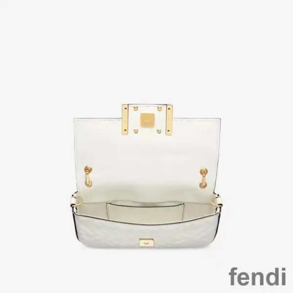 Cheap Fendi Baguette Phone Pouch In FF Motif Nappa Leather White