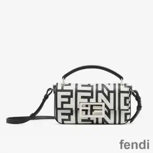 Fendi Baguette Phone Pouch In Fendi Roma Capsule Leather Black White