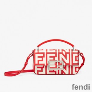 Fendi Baguette Phone Pouch In Fendi Roma Capsule Leather Red White