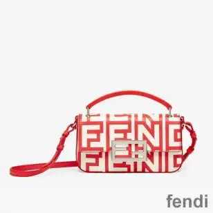 Fendi Baguette Phone Pouch In Fendi Roma Capsule Leather Red White