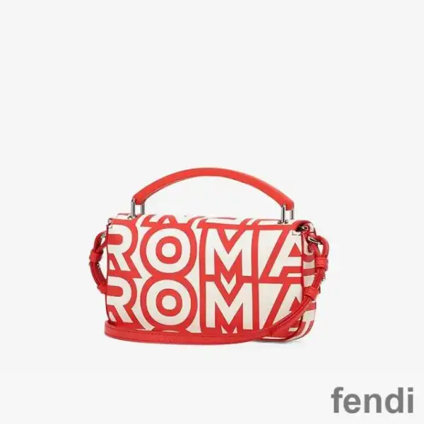 Cheap Fendi Baguette Phone Pouch In Fendi Roma Capsule Leather Red White