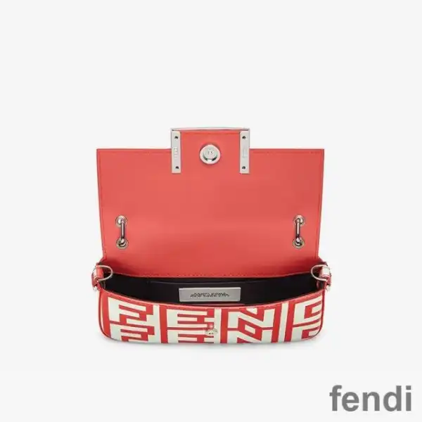 Cheap Fendi Baguette Phone Pouch In Fendi Roma Capsule Leather Red White