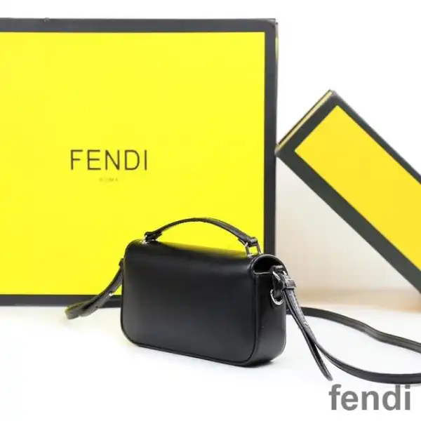 Cheap Fendi Baguette Phone Pouch In Nappa Leather and Fabric Black