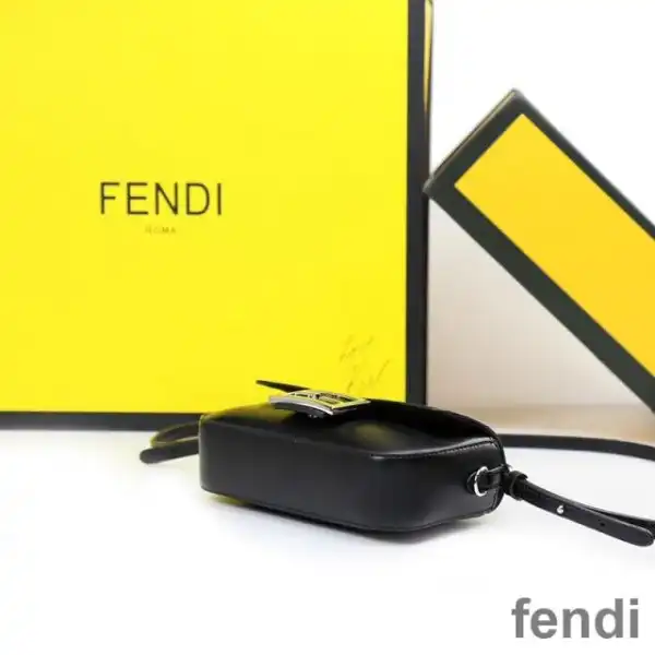 Cheap Fendi Baguette Phone Pouch In Nappa Leather and Fabric Black