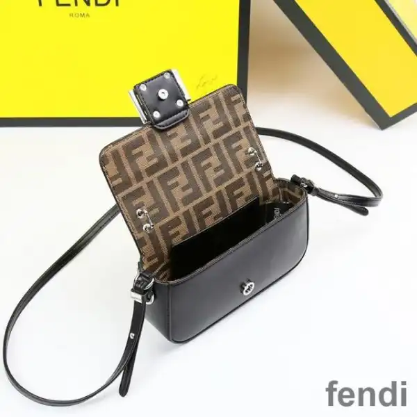 Cheap Fendi Baguette Phone Pouch In Nappa Leather and Fabric Black