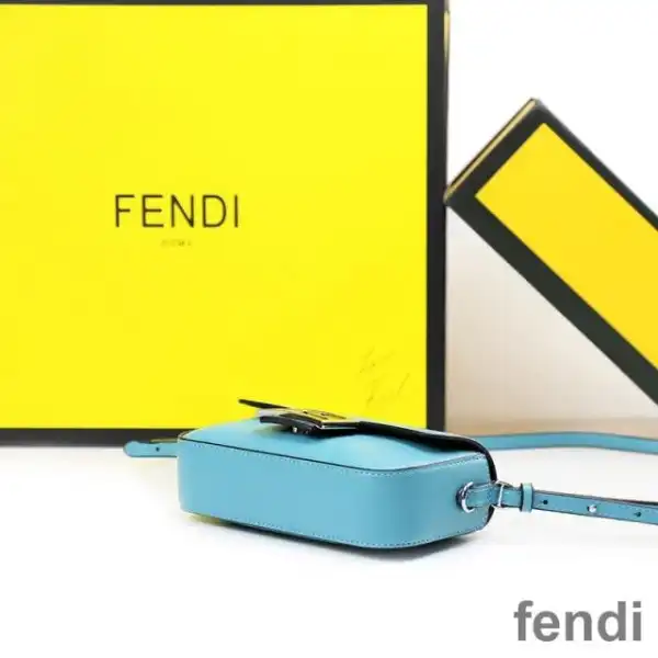 Cheap Fendi Baguette Phone Pouch In Nappa Leather and Fabric Blue