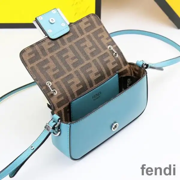 Cheap Fendi Baguette Phone Pouch In Nappa Leather and Fabric Blue