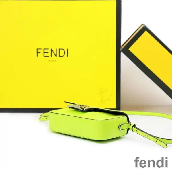 Affordable Fendi Baguette Phone Pouch In Nappa Leather and Fabric Green