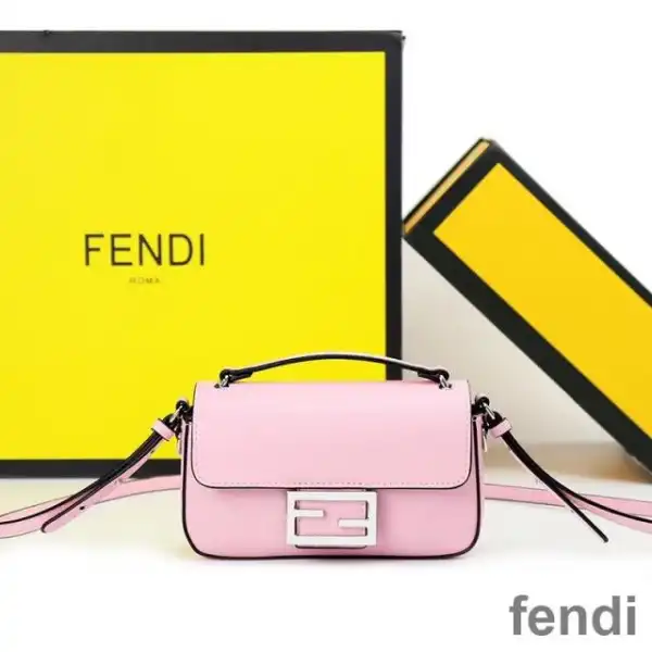 Cheap Fendi Baguette Phone Pouch In Nappa Leather and Fabric Pink