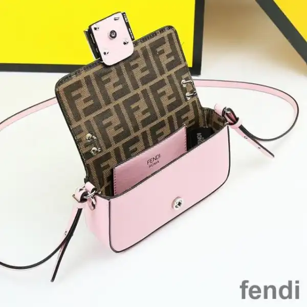 Cheap Fendi Baguette Phone Pouch In Nappa Leather and Fabric Pink