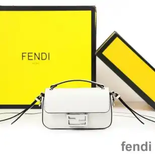 Fendi Baguette Phone Pouch In Nappa Leather and Fabric White